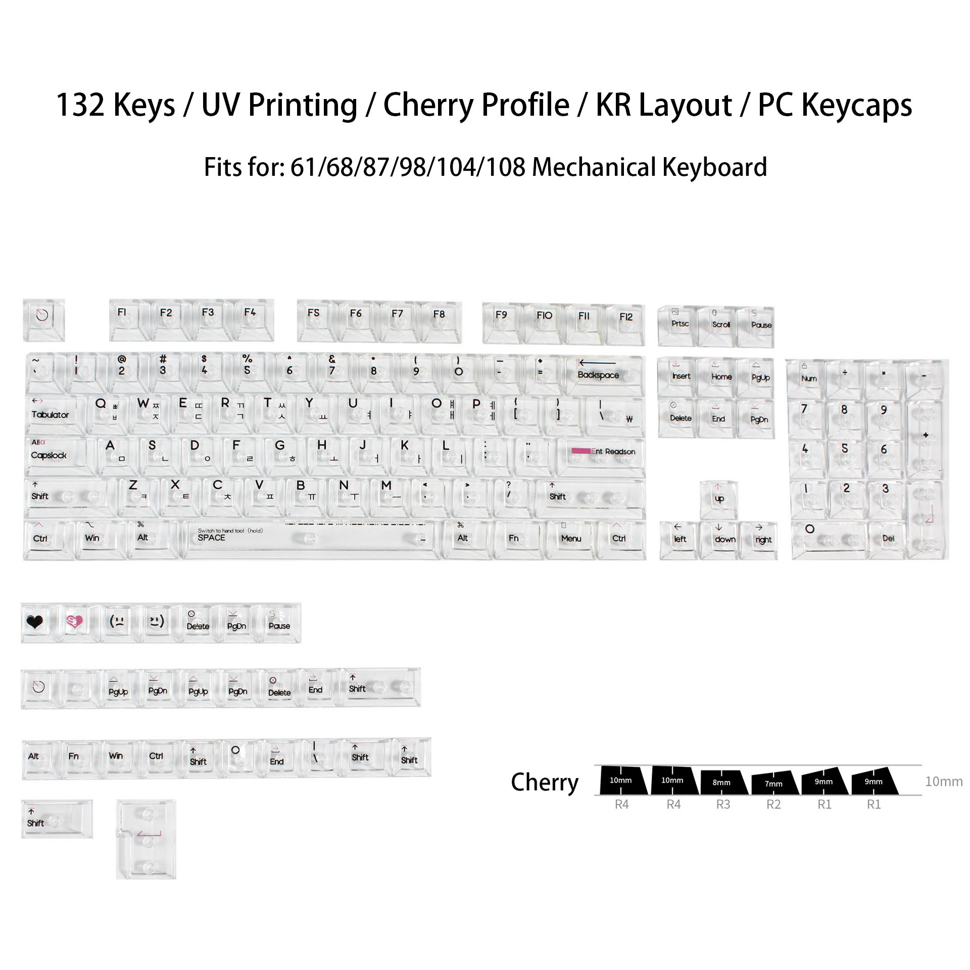 Korean Layout 132 Key UV Print - Keyboard Gaming Transparent incelemesi ve fiyatı