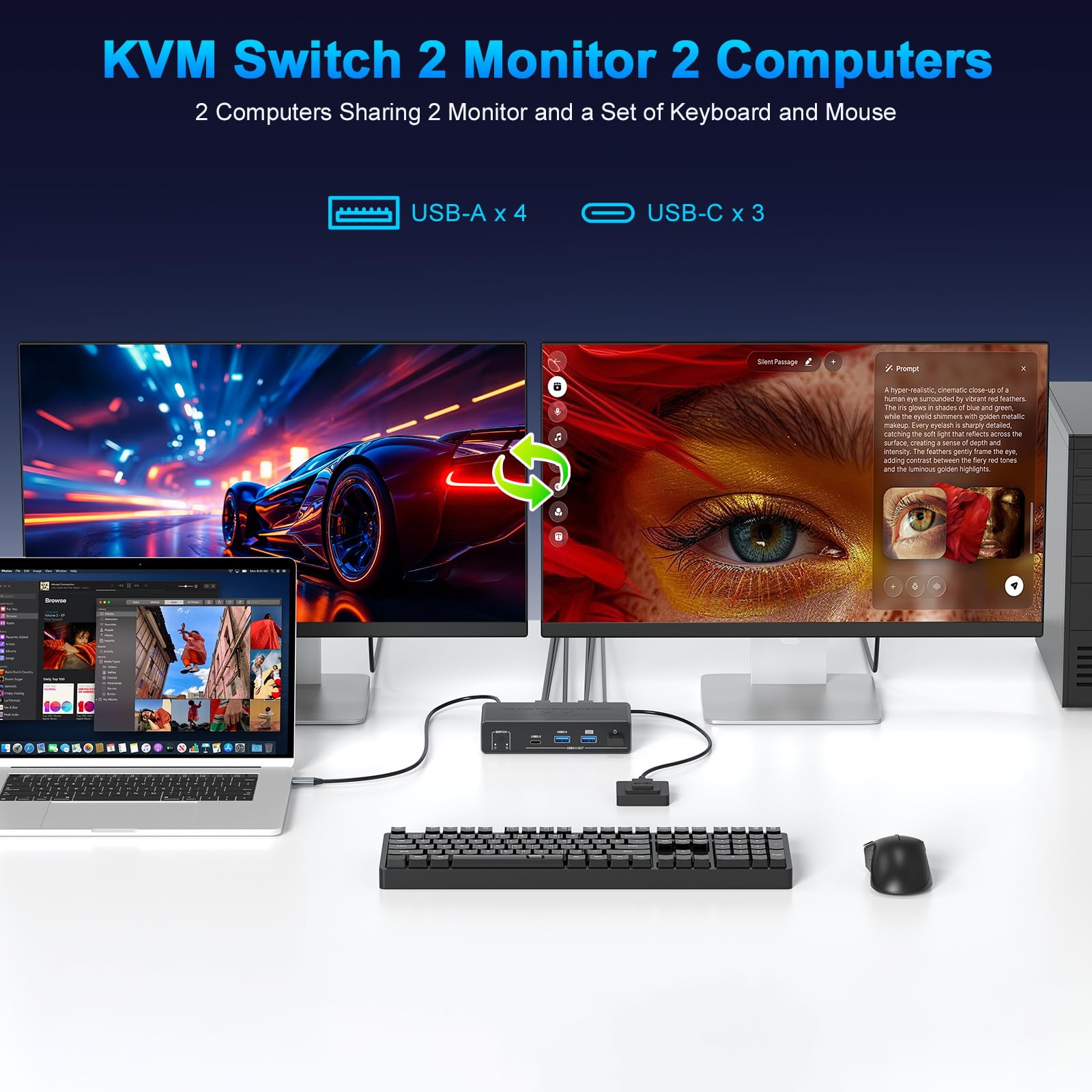 2K 240Hz HDMI DP USB C KVM Swi - Gaming Keyboard Type C incelemesi ve fiyatı